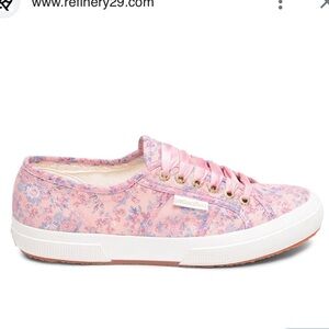 Superga x Love Shack Fancy Pink Floral Sneakers Satin Lace Womens US 8.5
